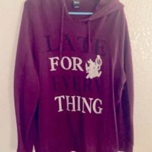 Torrid size 1 Disney “Late for everything”, maroon, black, silver